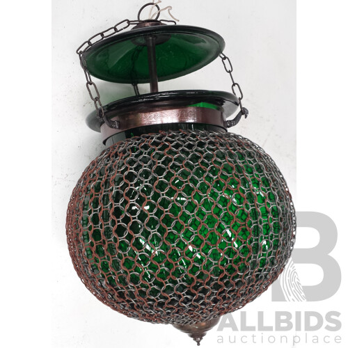 Vintage Rustic Orb Glass and Mesh Pendant Light Fitting - Lot of 8