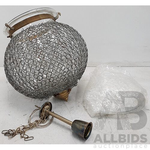 Vintage Rustic Orb Glass and Mesh Pendant Light Fitting - Lot of 8