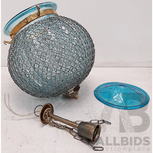 Vintage Rustic Orb Glass and Mesh Pendant Light Fitting - Lot of 8