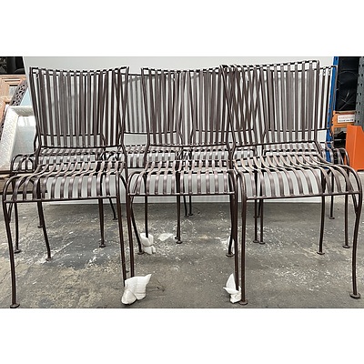 Brown Powdercoated Metal Outdoor Chairs - Lot Of Nine