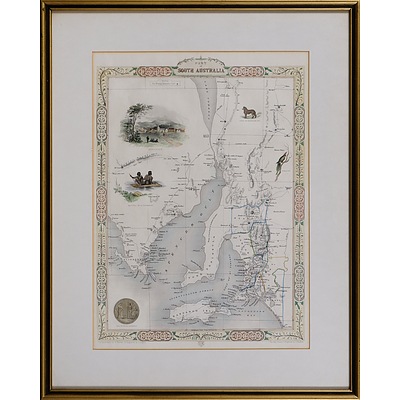 Two Maps: Map of Australia 1851, Vignettes by J. Marchant & J. B. Allen & Map of South Australia, Vignettes by H. Warren & J. Rogers, Hand-Coloured Steel Engravings by John Tallis & J. Rapkin (2) 