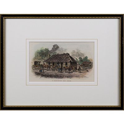 W. Macleod, A Back-Blocks Post Office 1886-89, Hand-Coloured Wood Engraving 
