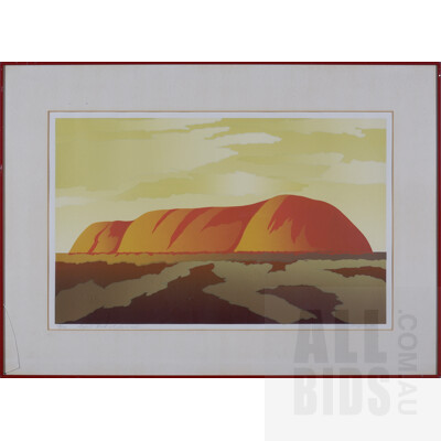 Don Gee (Working c1980s, New Zealand), Ayers Rock at Sunrise 1984, Screenprint , 53 x 74 cm (framed size)