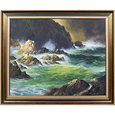 J. Dollery, Untitled (Tempestuous Seas), Oil on Canvasboard