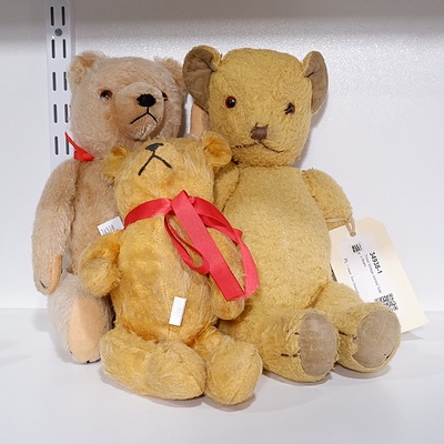 Three Vintage Jointed Teddy Bears
