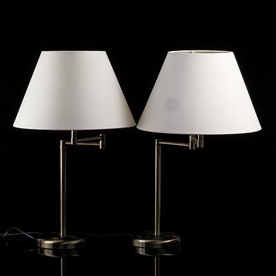 Pair Contemporary Articulated Table Lamps