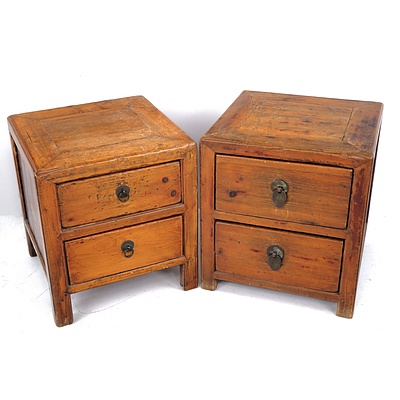 Pair of Chinese Two Drawer Stools