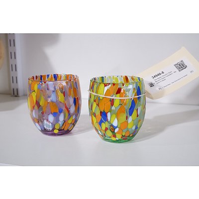 Two Italian Zecchin Style Murano Glass Tumblers - Marked to Base