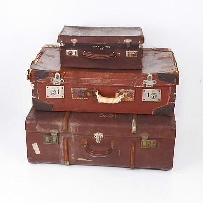 Vintage Globite Wooden Bound Travel Case and Two Vintage Leather Cases (3)