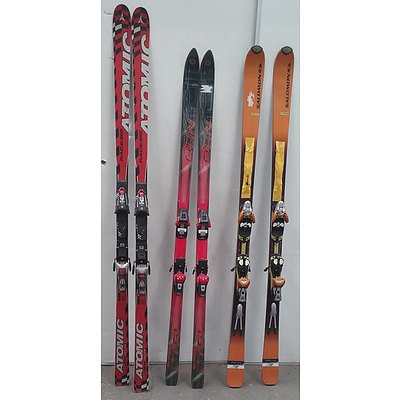 Lot Of 3 Paris Of Salomon Snow Skis