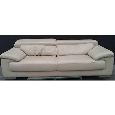Stylo H Cream Leather 2 Seater Lounge