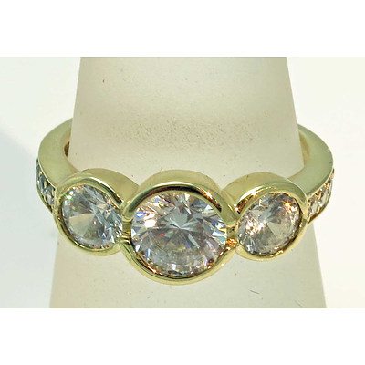 10ct Yellow Gold Trilogy Ring, Set With Round Brilliant-Cut Cz Simulated Diamonds