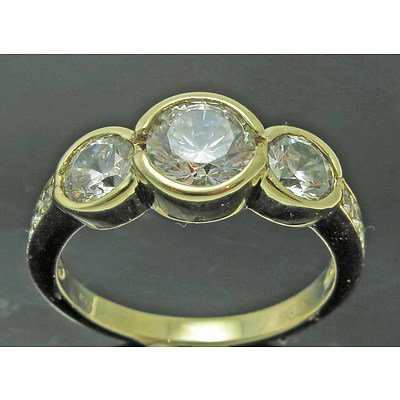 10ct Yellow Gold Trilogy Ring, Set With Round Brilliant-Cut Cz Simulated Diamonds