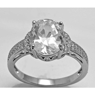 Sterling Silver Ring-Set With Cz Simulated Diamonds