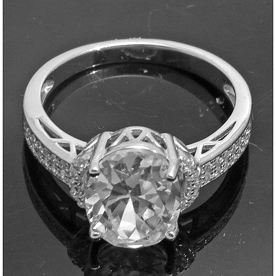 Sterling Silver Ring-Set With Cz Simulated Diamonds