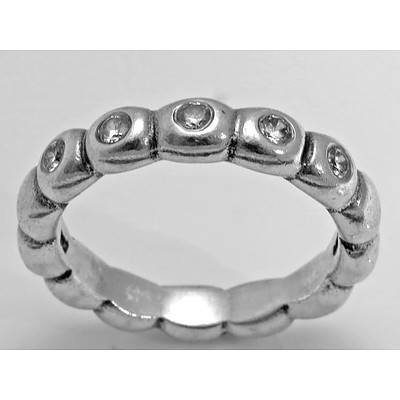 Genuine Pandora Sterling Silver Bead Ring, Set With Round Brilliant-Cut Czs