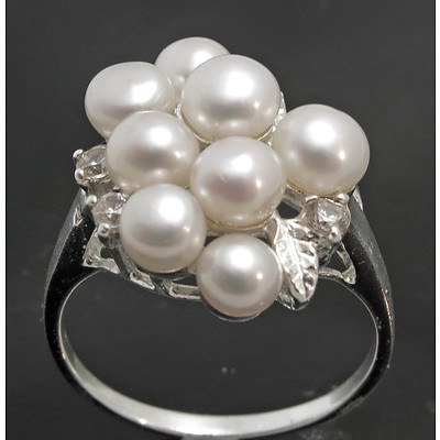 Sterling Silver Pearl Cluster Ring