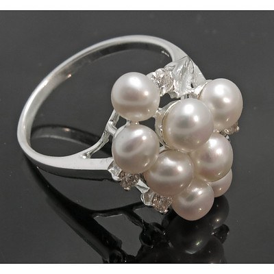 Sterling Silver Pearl Cluster Ring