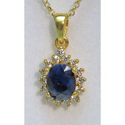 Gold-Plated Sterling Silver Sapphire Pendant