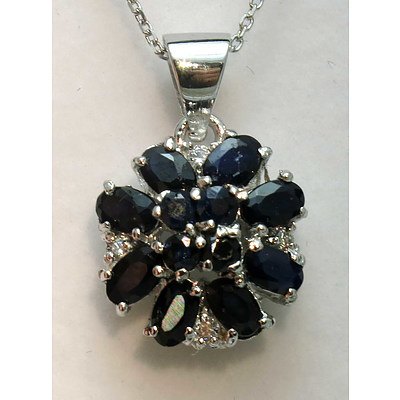 Sterling Silver Sapphire Cluster Pendant
