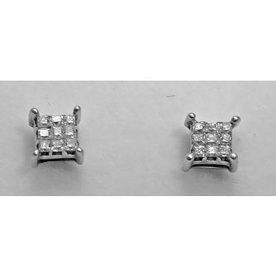 14ct White Gold Princess-Cut Diamond Earrings