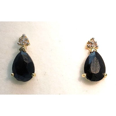 10ct Gold Sapphire & Diamond Earrings