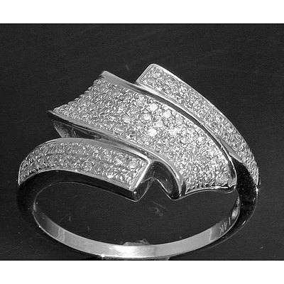 14ct White Gold Diamond Ring - Double Bypass Style