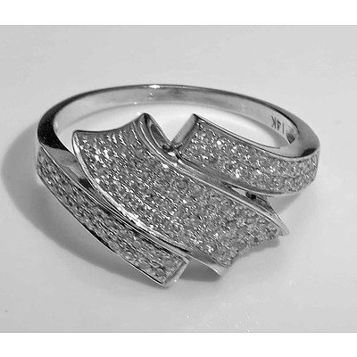 14ct White Gold Diamond Ring - Double Bypass Style