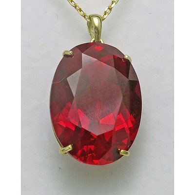 10ct Gold Russian Synthetic Ruby Pendant