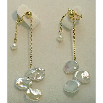 Gold-Plated 925 Earrings With Keshi Pearl Drops