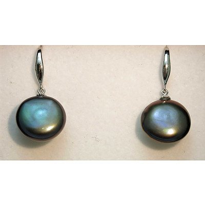 Peacock Black 15mm Pearl Earrings