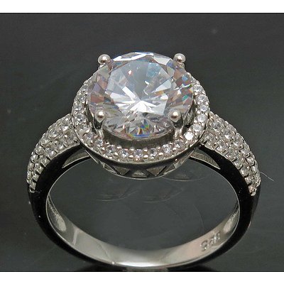 3ct Diamond Equivalent-Size Round Brilliant-Cut Cz Ring