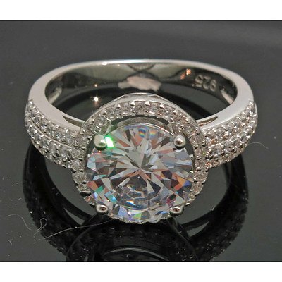 3ct Diamond Equivalent-Size Round Brilliant-Cut Cz Ring