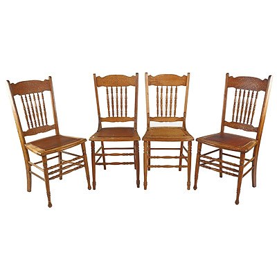 Set of Four Antique Spindleback Cottage Chairs