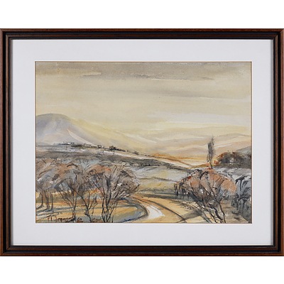 F. T. Leonard (20th Century), Untitled (Landscape) 1962, Pencil and Watercolour on Paper