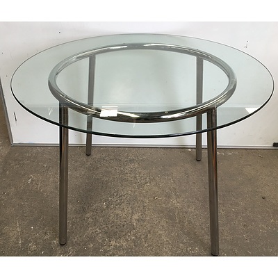 Stainless Steel & Glass Topped Table