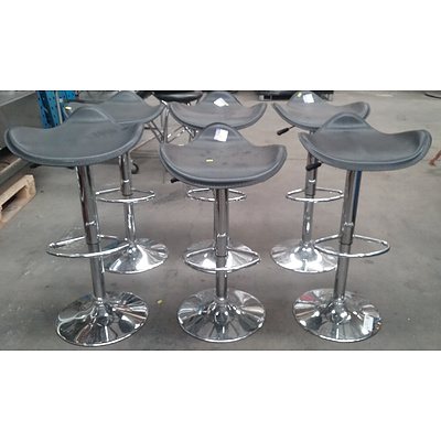 Collection of 6 Adjustable Bar Stools