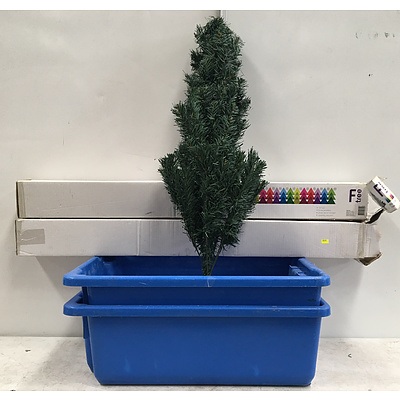 Plastic Tubs And Christmas Trees - Lot Of 4
