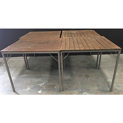 Wooden Outdoor Cafe Tables - Lot Of 4