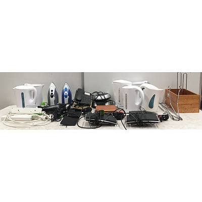 Mixed Homewares Including Steam Irons, Electric Kettles & Indoor TV Antennas