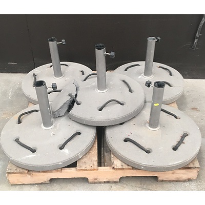 Outdoor Cafe Collapsible Umbrella Concrete Base - Lot Of Five