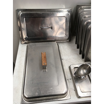 Lot Of Assorted Stainless Steel Cover Lids And Miscellaneous Wares