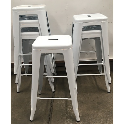 White Replica Tolix Bar Stools -Lot Of Six