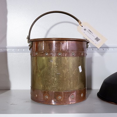 Vintage Copper and Brass Kindling Bucket