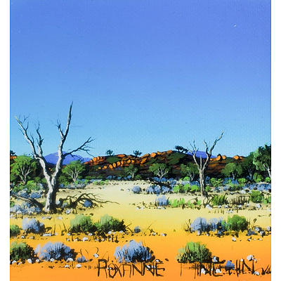 Roxanne MINCHIN (b.1956) Desert Landscape, Oil on Canvas Board