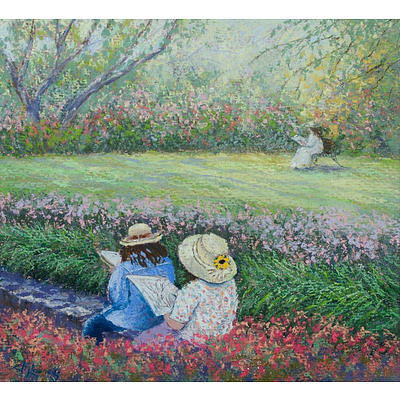 Margaret LOONEY 'Painting Nature - Charmaine & Robyn, April 1996', Pastel