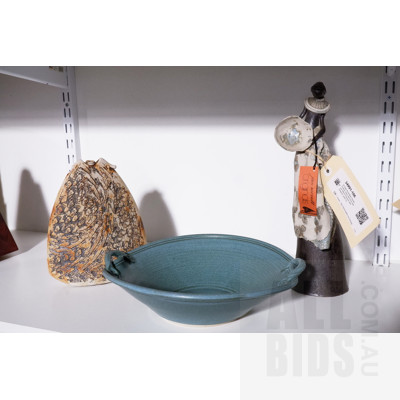 Vintage Australian Studio Pottery Vase and Dish with Jan Merrit Figurine with Original Label (3)