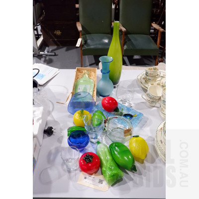 Large Lot of Glass Coloured Fruits and Vegetables, a Glass Board Plus More (20)