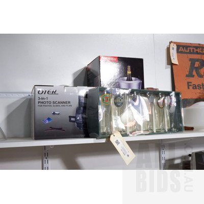 Boxed Wine Chiller, Photo Scanner and Portable Juicer with Australian Collection Beer Glasses (4)