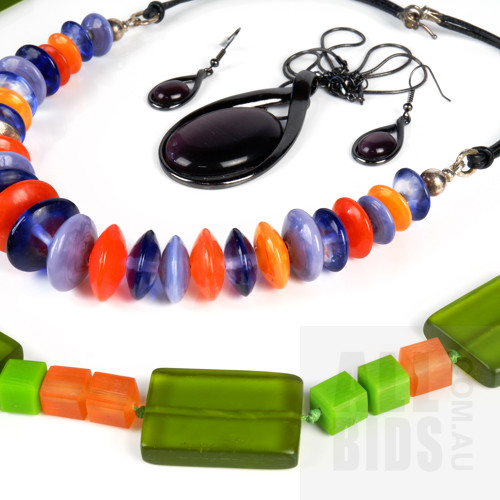 Retro Acrylic Necklace, Liz Deluca Glass Necklace and Another